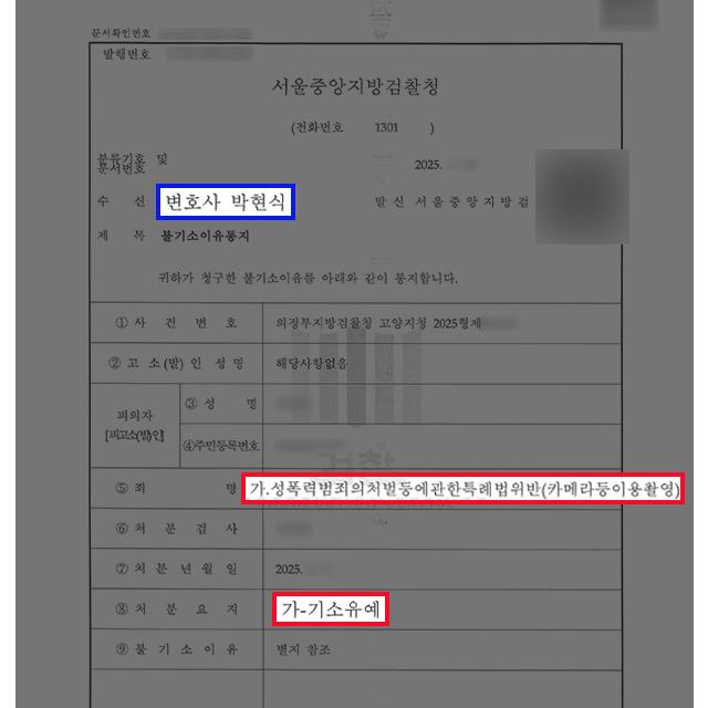 [카메라등이용촬영] 카메라등이용촬영 혐의 공공기관 종사자, 변호 조력으로 기소유예 처분